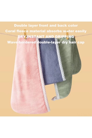 Xiyyadms 3'lü Mikrofiber Saç Havlusu - Süper Emici, Düğmeli, Hızlı Kurutma Pembe, Mavi, Yeşil Pembe
