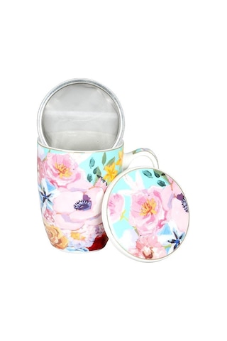 Lucky Art Peony Desenli Bone China Porselen Kapaklı Ve Süzegçli Kupa 570 Ml