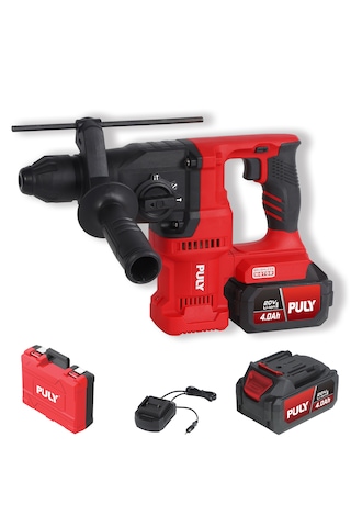Puly Professional BLMD-323 20V 2.8J Kömürsüz Akülü Kırıcı Delici Sds Plus 26MM 2x4.0AH Akü Şarj Cihazı ve Pulybox Çanta