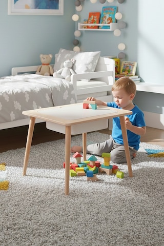 Montessori Çocuk Ahşap Oyun Etkinlik Çalışma Masası, Saklama Alanlı Çok Renki
