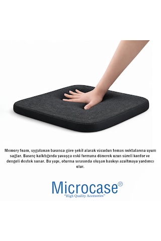 Microcase Ortopedik Memory Foam Nefes Alabilen Kumaş Oturma Minderi 40x40x4 Cm Al5518