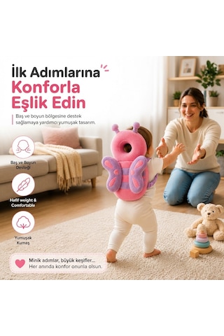İlk Adım Güvenlik Yastığı Bebek Kafa Koruma Boyun Destek Minderi Kelebek
