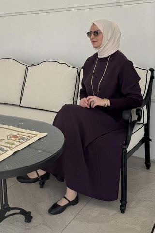 Rabia Şamlı Ela Modal Takım Mürdüm Çok Renkli