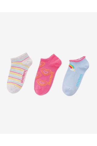 Skechers 2'li Paket Funny Feet Bilekli Çorap Büyük Kız Çocuk Pembe-mavi-gri Sk2520122-3474