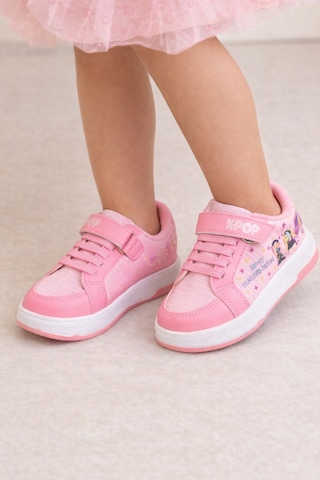 Mini Bonito Kız Çocuk Desenli Simli Günlük Sneaker Ayakkabı Pembe