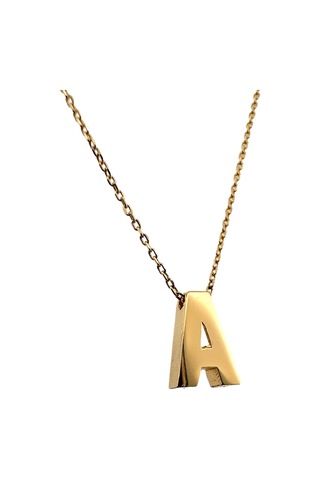 Altın Nesil - 14 Ayar A Harfli Hayalet Zincirli Altın Kolye