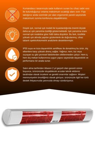 Aqua 3000 Watt Gsa30lg Düşük Işıklı Kumandasız Elektrikli Isıtıcı