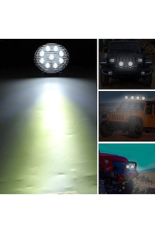 Carub Lamba Çalışma Lambası Mini Off-road Led Işık Projektör 10-30v 27w 9 Led Ip67 Yuvarlak Siyah Br3010506 1 Adet