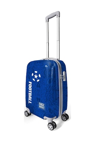 Coral High Lacivert Saks Futbol Desenli Pc Kabin Boy Valiz 50cm 16561 Çok Renkli