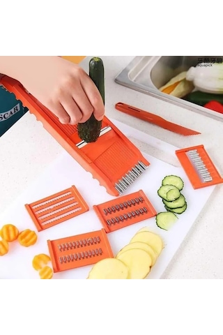 Likeable 6'sı 1 Arada Kore Havuç Rende Dilimleyici Mutfak Gereçleri - Turuncu Turuncu
