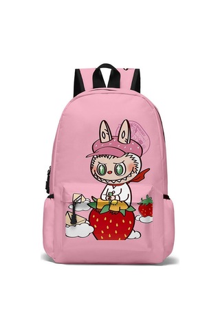 Labubu Büyük Kapasiteli Sırt Çantası Gizli Fermuarlı Öğrenci Sırt Çantası Renk17 43x35x18cm Siyah