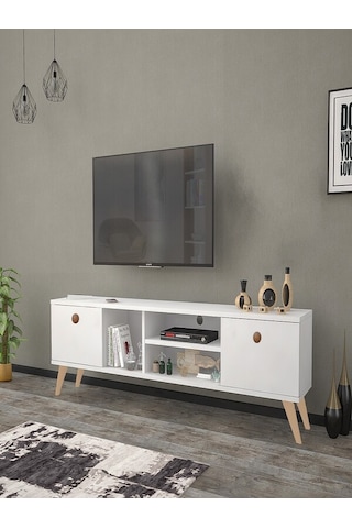 Mbes Mobilya Esin Beyaz 160 Cm Tv Ünitesi (Stoktan Hızlı Kargo)