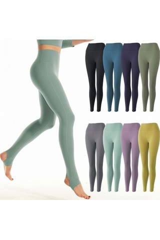 Fortunelane Kadınlar İçin Spor Tayt - Yoga & Koşu İçin Dayanıklı, Hızlı Kuruyan, Kalça Giyim - Zıt Yeşil Topuklu, Esnek Dar Kesim Koyu Yeşil