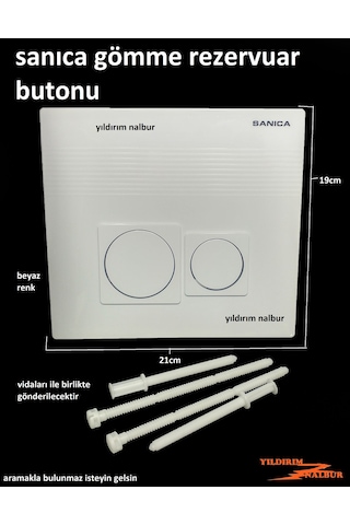 Sanica Gömme Rezervuar Buton Düğmesi Çiftli Beyaz Renk Sanica