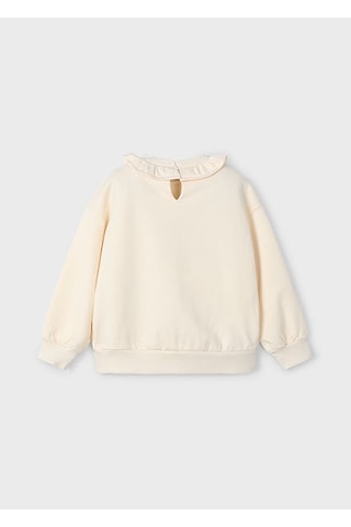 Mayoral Krem Kız Çocuk Fırfırlı Yaka Sweatshirt 4430 Krem