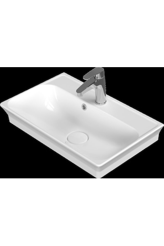Turkuaz Cerastyle Blue Etajerli Lavabo 60 38 Cm Seramik Kapak Dahil Beyaz