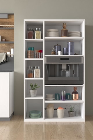 Atlas Mdf 5 Kapaklı Beyaz Çok Amaçlı Mutfak & Banyo Dolabı Kiler Beyaz