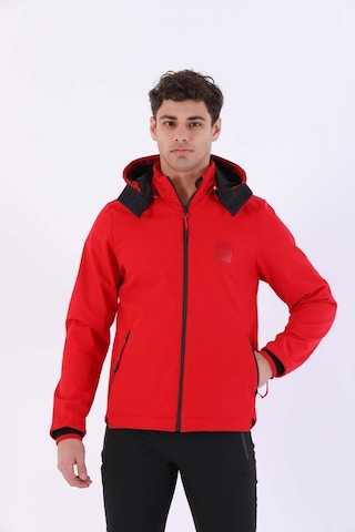 Maraton Sportswear Regular Erkek Kapşonlu Uzun Kol Outdoor Kırmızı Ceket 20384 Kırmızı