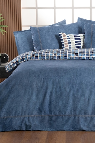 Sarev Sensa İndigo Çift Kişilik %100 Pamuk Saten "233 Tc" Nevresim Takımı Indigo