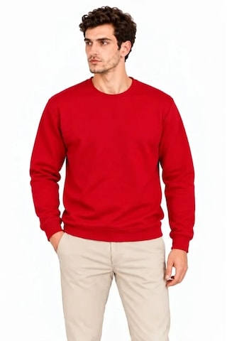 Modi Erkek Bisiklet Yaka İçi Şardonlu 2 İplik Düz Uzun Kollu Regular Fit Sweatshirt - Kırmızı Kırmızı S
