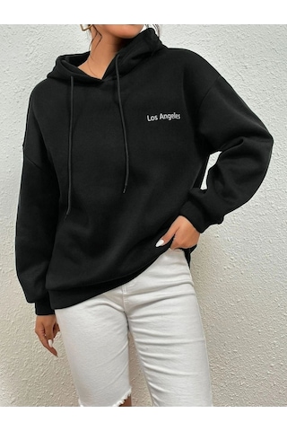 Altamira Unisex Los Angeles Baskılı Oversize Kapşonlu Sweatshirt 001