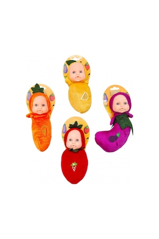 Askılı Meyve Kostümlü Bebiş Bebek 4'lü Set Peluş Meyve Tasarımlı Mini Oyuncak Bebekler