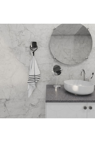 Decorev Dekoratif Yapıştırmalı Banyo- Mutfak Metal Tekli Kancalı Askı Siyah Pratik Vidasız Montaj Dc-5052 Siyah