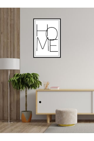 1 Adet "home" Yazılı Siyah Çerçeve Görünümlü Ahşap Duvar Tablosu A4 21 X 29.7 A4 Home
