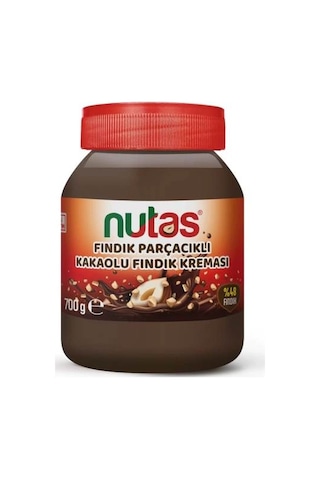 Nutas Fındık Parçacıklı Kakaolu Fındık Kreması 700g Cam Kavanoz Nutas Fındık Parçacıklı Kakaolu Fındık Kreması 700g Cam Kavanoz