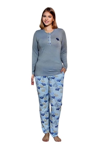Limissi Viskon Alt Desenli Pijama Takımı Lacivert