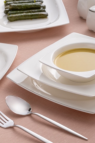 Emsan Yeni Karmen 60 Parça 12 Kişilik Yemek Takımı Kare Platin