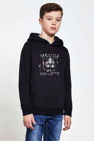 Tshirthane Dead Is Better Varicella Baskılı Unisex Çocuk Kapüşonlu Sweat Siyah