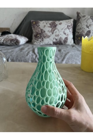 Northcity 3d Baskı Petek Dokulu Vazo - Delikli Dekoratif Vazo-mint