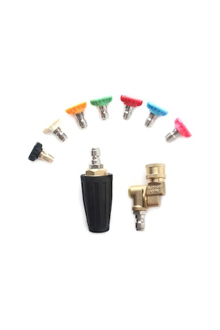 Symbee 4000 Psı Basınçlı Yıkayıcı Döner Turbo Nozul, 7 Renk 1/4 Bağlantılı, 5 Kademeli Ayarlanabilir Seramik Çekirdek Nozul