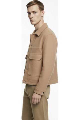 Alpha Studio Bej Erkek Regular Fit Mont Au-3490n Wool Bomber Jacket