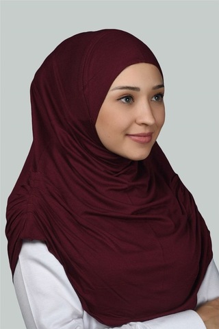 Altobeh Hazır Türban Büzgülü Pileli Pratik Eşarp Tesettür Hijab - Namaz Örtüsü - Bordo