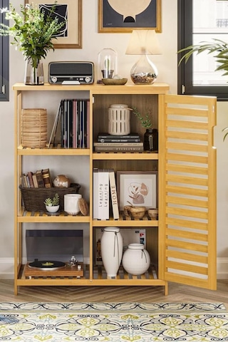 Digithome Bambu Masif 3 Raflı Tek Kapaklı Çok Amaçlı Düzenleyici Organizer Dolap Db-0005 Kahverengi