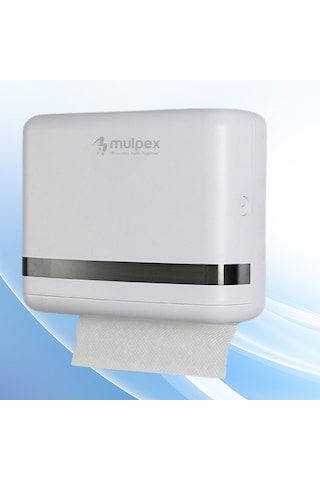 Mulpex Beyaz Duvara Monte Z Katlamalı Kağıt Havlu Dispenseri Premium Abs Gövde, Anahtarlı Kilit, Vidalı & Yapışkan Montaj Beyaz