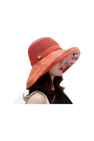 Şık Ve Zarif Bayanlar İçin Yazlık Güneşlik Kova Modeli Şapka Kırmızı