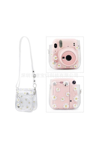 Springsun Mini 11/8/9/40 İçin Camgözlü Papatya Desenli Korumalı Kılıf + Askı Kayış - Hafif, Taşınabilir, Anıları Koru