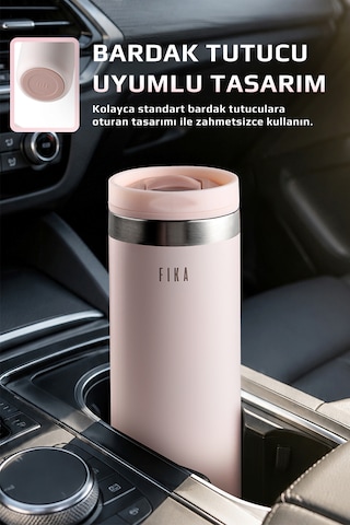 Neoflam Fika Tauko Sızdırmaz Kolay Sökülebilir Temizlenebilir Patentli Kapak Çelik Bardak Termos 470 Ml Pembe
