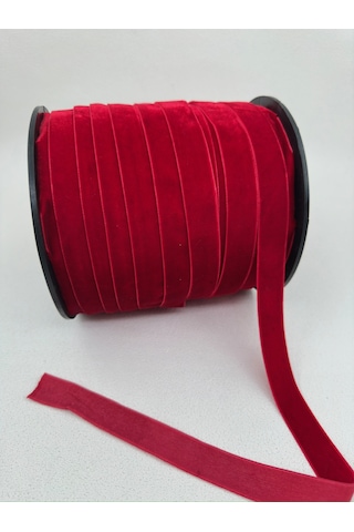 2 Cm Düz Kadife-kırmızı-5 Metre-yılbaşı Paket Süslemede-çam Ağacı Süslemede