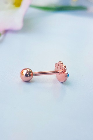 Tekli Blue Eye Gümüş Piercing Küpe-6854 Gümüş