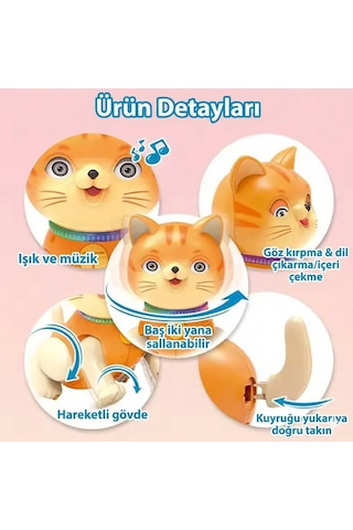 Işıklı Müzikli Dans Eden Kedi - Göz Kırpan Hareketli Ve Sesli İnteraktif Oyuncak Robot Kedi Hayvanlar