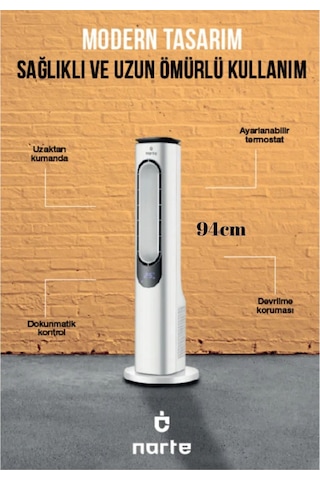 Narte NT-HCF200 2000 W Uzaktan Kumandalı Kule Tipi Fanlı Isıtıcı Ve Soğutucu
