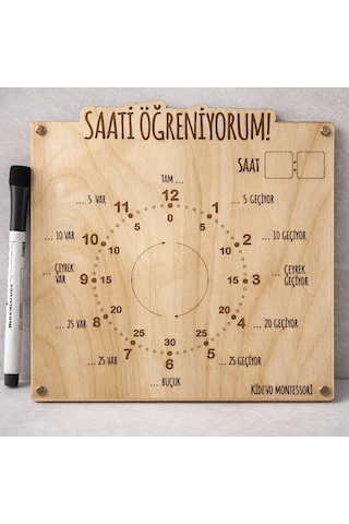 Saati Öğreniyorum Kalem Silgi Ahşap Eğitim Seti İlkokul Eğitici Ahşap Oyuncak Etkinlik Seti Öğrenme