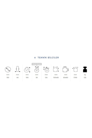 Badem10 Kama Frenli Oynak Tablalı 150x40 Mm Teker Siyah Burçlu Ağır Yük Tekeri