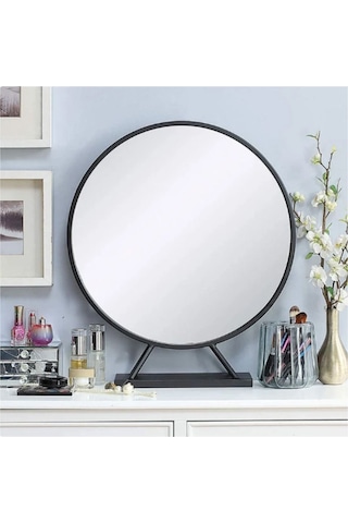 Metal Dekoratif Masa Üstü Aynası Siyah