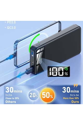 P20 16000 Mah 22.5w Hızlı Şarjlı Usb Çıkışlı Powerbank, Seyahat Tipi Powerbank-1348