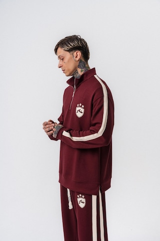 Respire Erkek Şerit Detaylı Yarım Fermuarlı Modal Sweatshirt Vişne Bordo